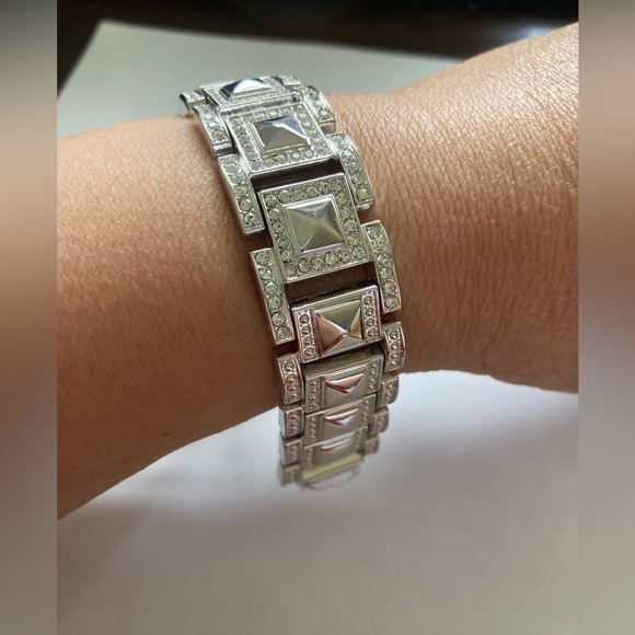 Panel Link Bracelet w/ Clear Rhinestones‎ - Picture 2 of 9